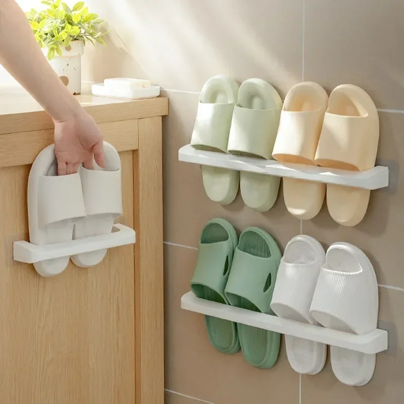 

Slipper Rack Wall-mounted Non-porous Bathroom Shoe Rack Can Be Drained Easy To Take Waterproof Strong Load-bearing Racks Ecoco