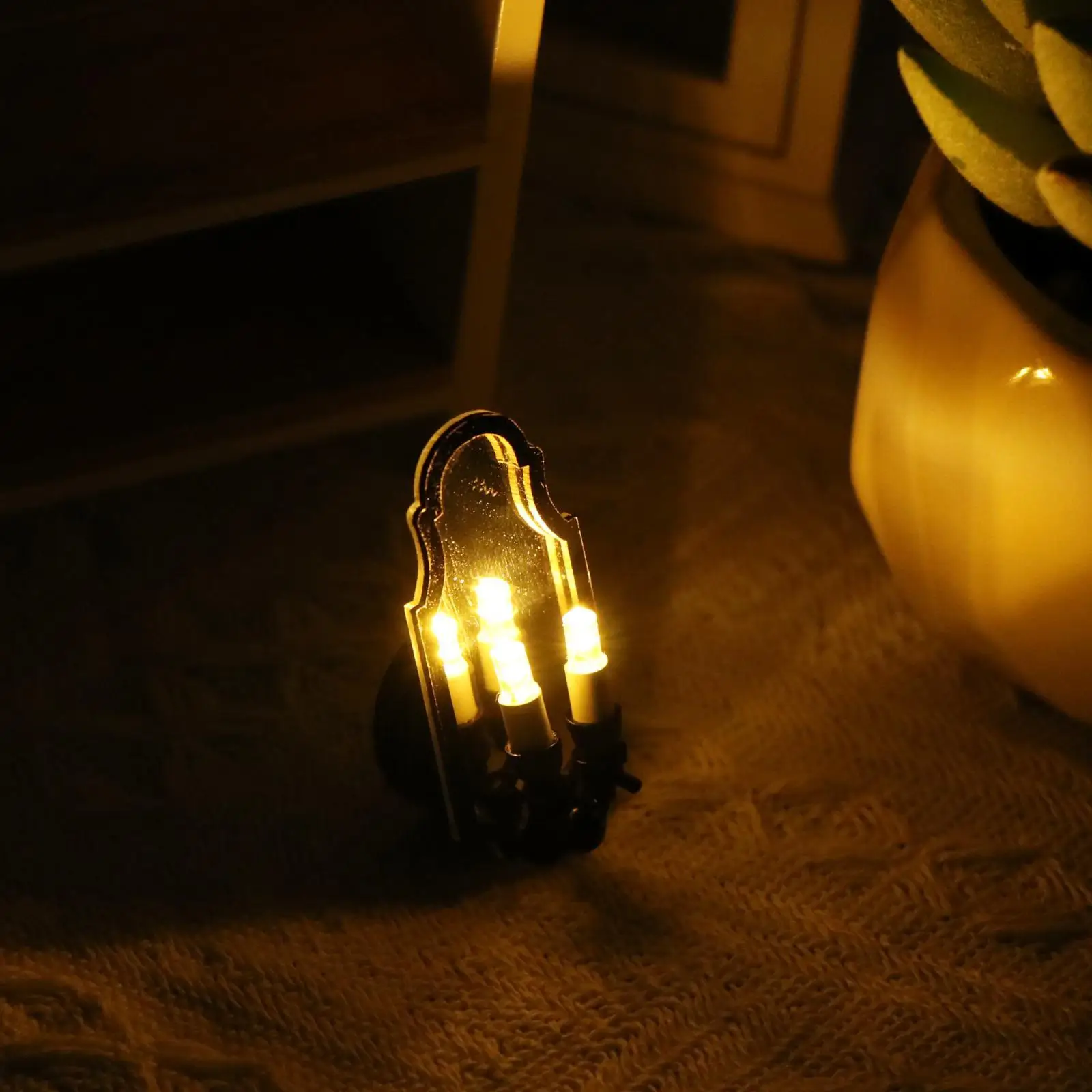 1/12 Miniature Dollhouse Mirror Wall Lamp Dollhouse Accessory Ornament Decoration Micro Landscape Black Miniature Wall Light