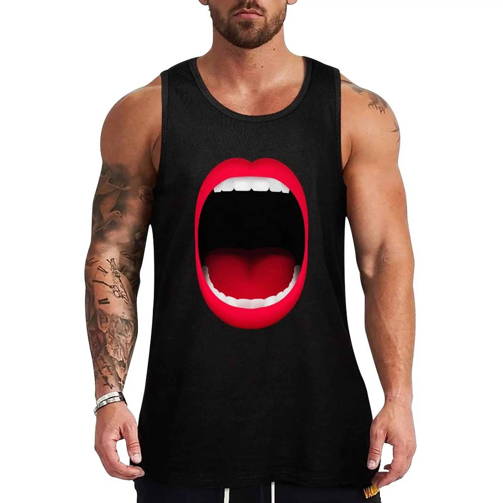 mouth Tank Top cotton t-shirts man sleeveless shirts quick-drying t-shirt Clothing