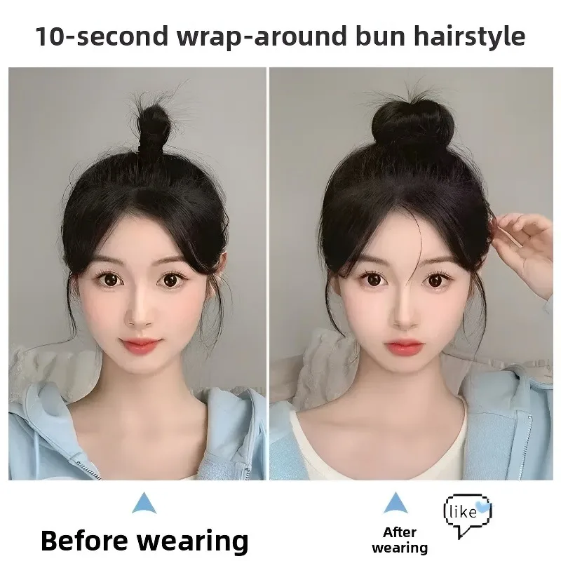 50cm Synthetic Self-Winding Hair Bundle With Elastic Loop DIY Hair Bun Ponytail For Increase Hair Fluffy Natural Ball Head Wig