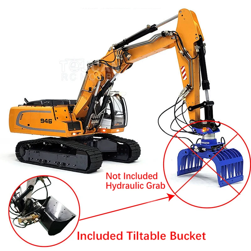 1/14 Toys MT 946-3 Hydraulic RC Excavator Tracked Truck Model With Metal Tiltable Bucket Ripper Painted Assembled TH19586-SMT2