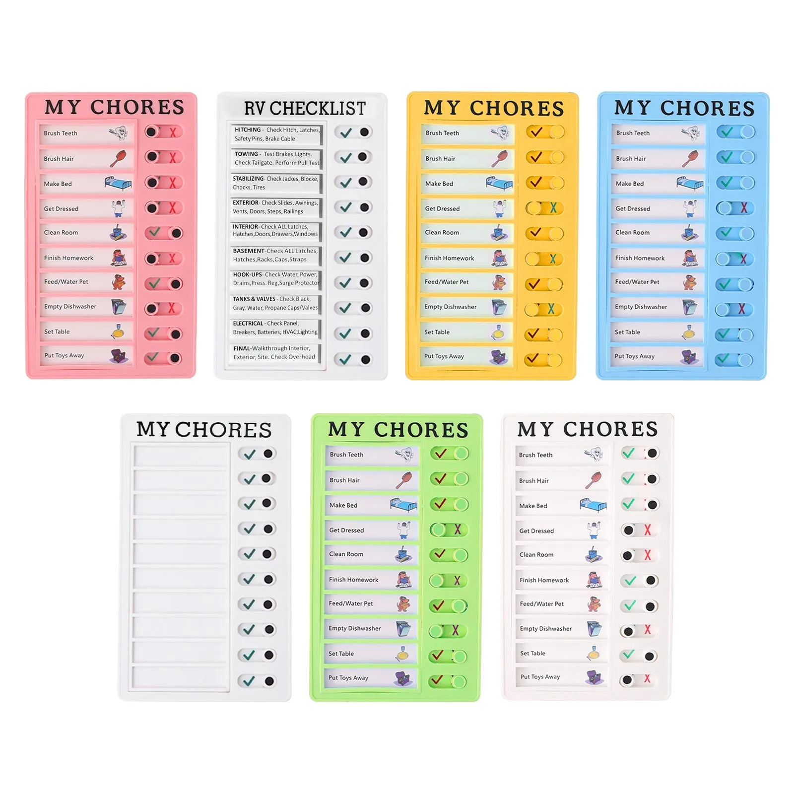 Kids Chore Chart Plastic Checklist Task Board Detachable To Do List My Chores Schedule Reminder Chart for Home Routine Planning