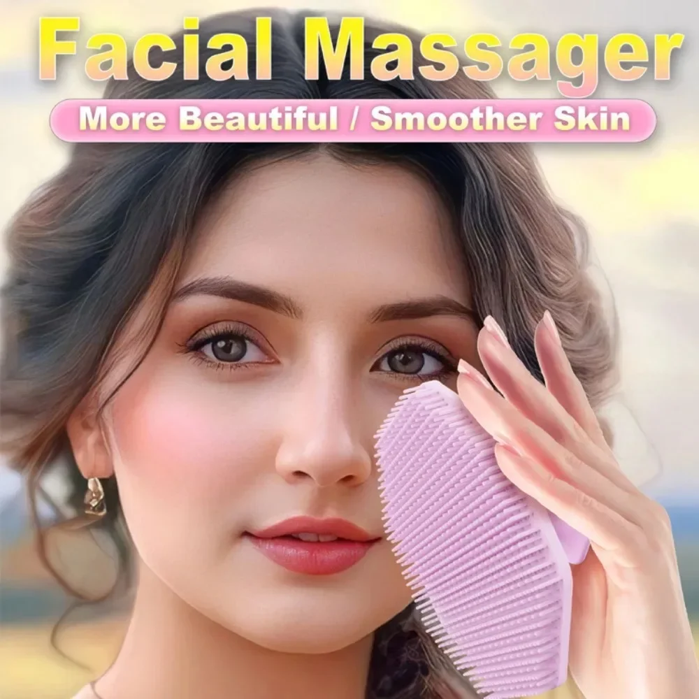 Soft Silicone Body Scrubber Handheld Shower Cleansing Brush Gentle Face Body Exfoliating and Massage for All Kinds of Skin