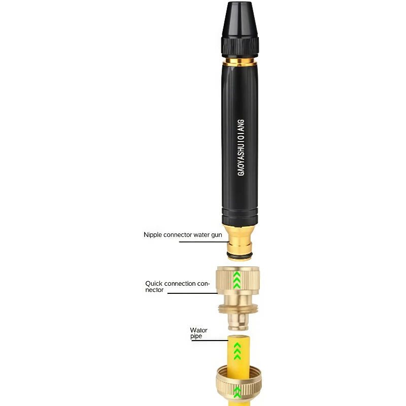 Two-piece high-pressure car washing nozzle, adjustable water mist gun, suitable for garden cleaning