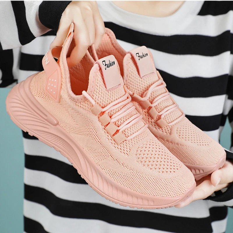 

Women's Sports Shoes Autumn Versatile Fashion Casual Shoes Soft Sole Comfortable Breathable Mesh Lace Up White Sneakers Shoes