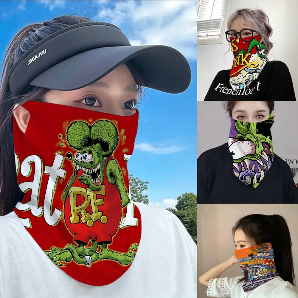 R-Rat-Fink Kustom-Hot-Rod Gaiter Breathable Face Cover Windproof Tube Scarf for Hunting Hiking Motorcycle