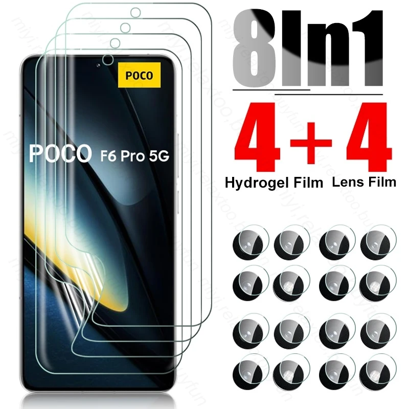 8To1 Hydrogel Film For Xiaomi Poco F6 Pro 5G Screen Protector On Poxo Pofo Poko Little F6Pro F 6 6Pro PocoF6pro 5G Camera Glass