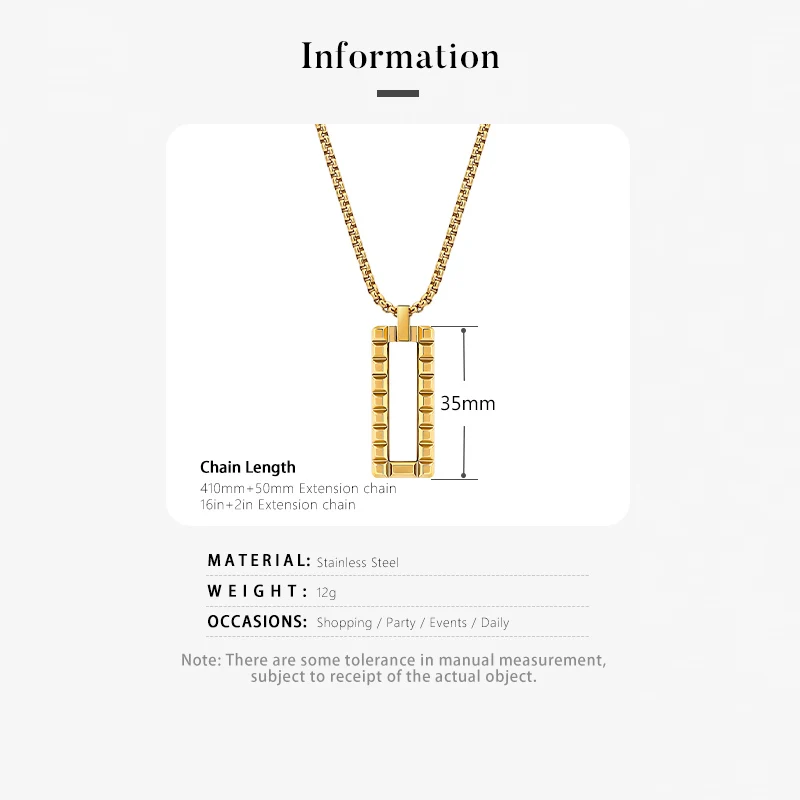 

MEHOPE Golden Polished Stainless Steel Men's Geometric Design Necklace is Simple And Versatile Suitable For Various Occasions