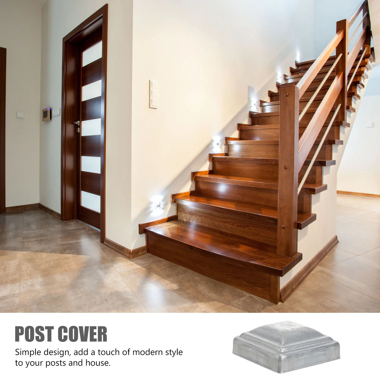 

10Pcs Metal Fence Post Caps Square Design Easy Install Guard Bars Traffic Barrier Column Outdoor Use Square Post Cap