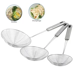 Frying Filter Long Handle Stainless Steel Filtrate Colander French Fries Colander Home Kitchen Fried Net Sieve Spoon Food Sifter