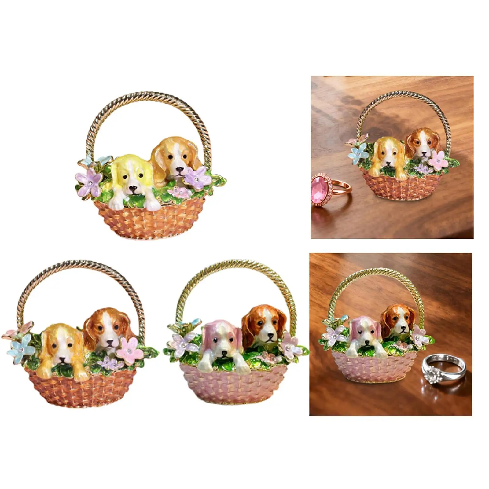 Enamel Jewelry Storage Trinket Holder Box Alloy Collectible Ornament Organizer for Women Desktop Decor and Festive Events