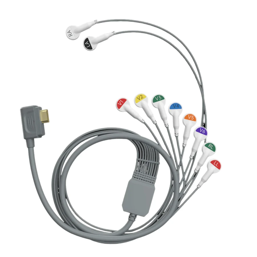 12 lead EKG/ECG cable, non-detachable snap leads for 12-Lead Holter Monitor