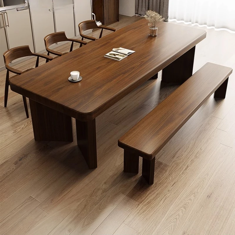 Solid Wood Logs Modern Minimalist Dining Table Stylish Sturdy Comfortable Home Table Stijlvol En Duurzaam Dining Room Furniture
