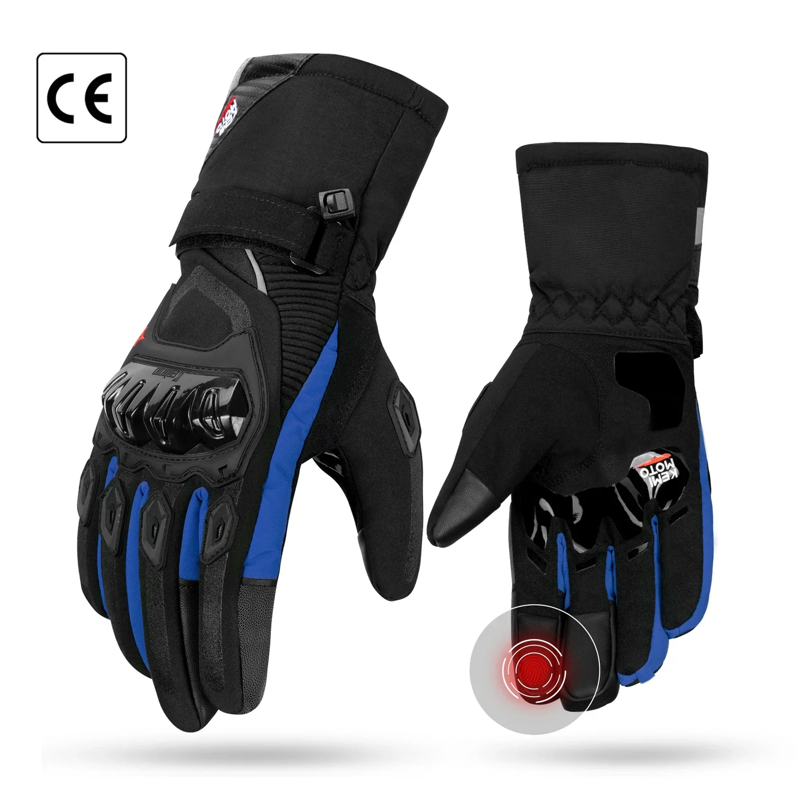 KEMiMOTO CE Motorradhandschuhe Winter Schwarz Guantes Moto Invierno Warm Touchscreen Wasserdicht Winddicht Schutzhandschuhe – Detail 22