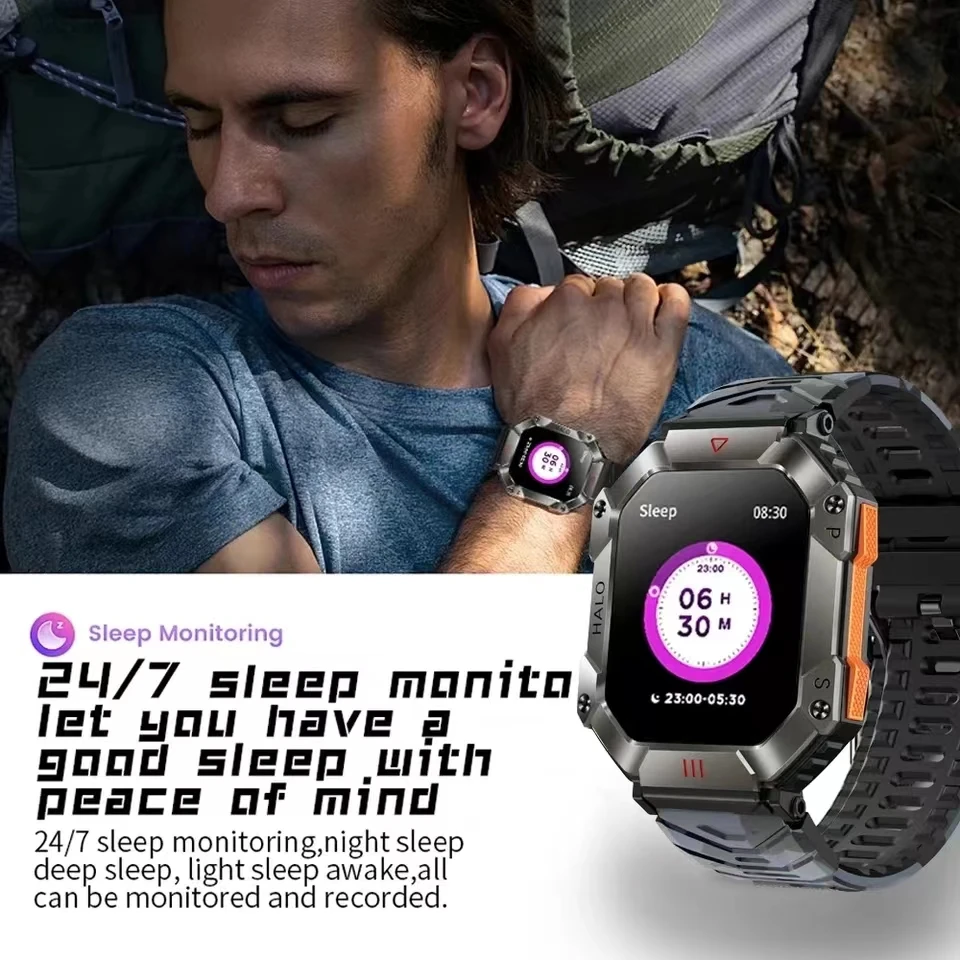 2024 New Military Outdoor Men's Smart Watch Compass GPS Track Weather AI Voice 120+Sports Modes 620mAh SmartWatches Men Women 5