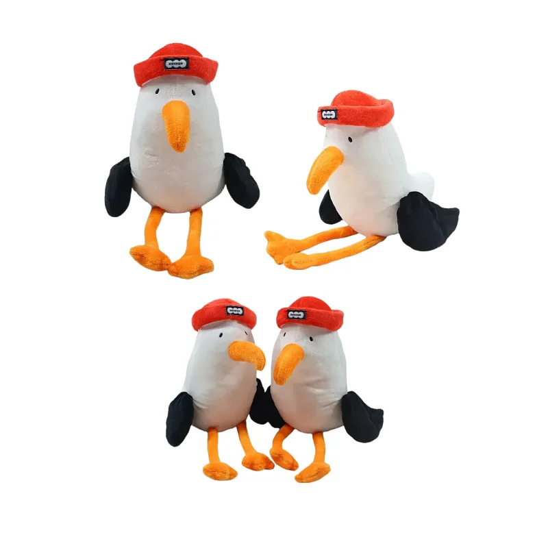 Sombrero rojo de dibujos animados de 38cm, pájaro de peluche, Adorable Animal Ártico, peluche súper suave, pájaro Polar de estilo ruso, regalo para niños y adolescentes