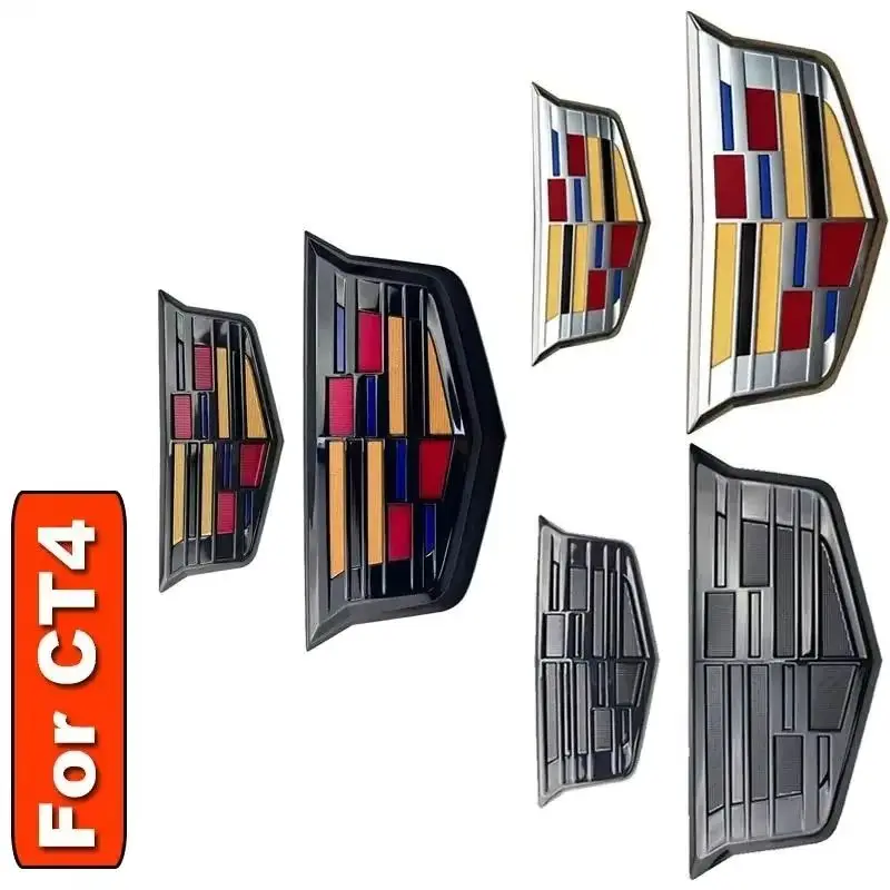 

2PCS Car Front Rear Logo For Cadillac CT4 2025 2024 2017 2020 Cover Grille Trunk Badge Stickers Replacement Emblem Accessories