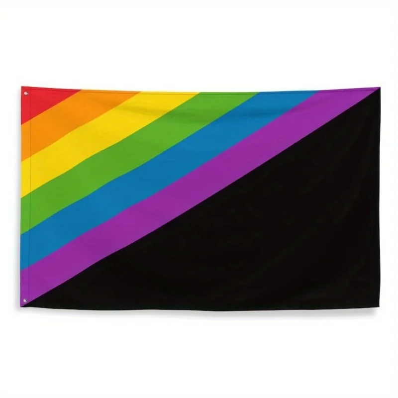 Queer Anarchist Pride Flag Diagonal Rainbow and Black Design Tapestry Durable Outdoor Decoration Gift