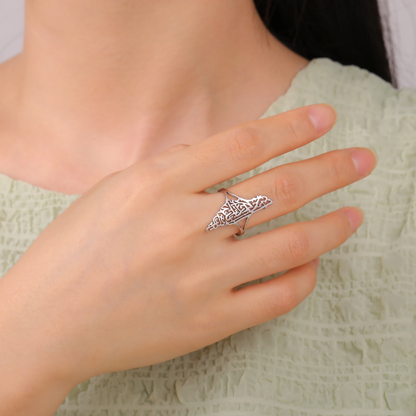 Lucktune Hollow Palestine Map Rings for Women Stainless Steel Adjustable Gold Color Country Rings 2025 Jewelry Anniversary Gifts