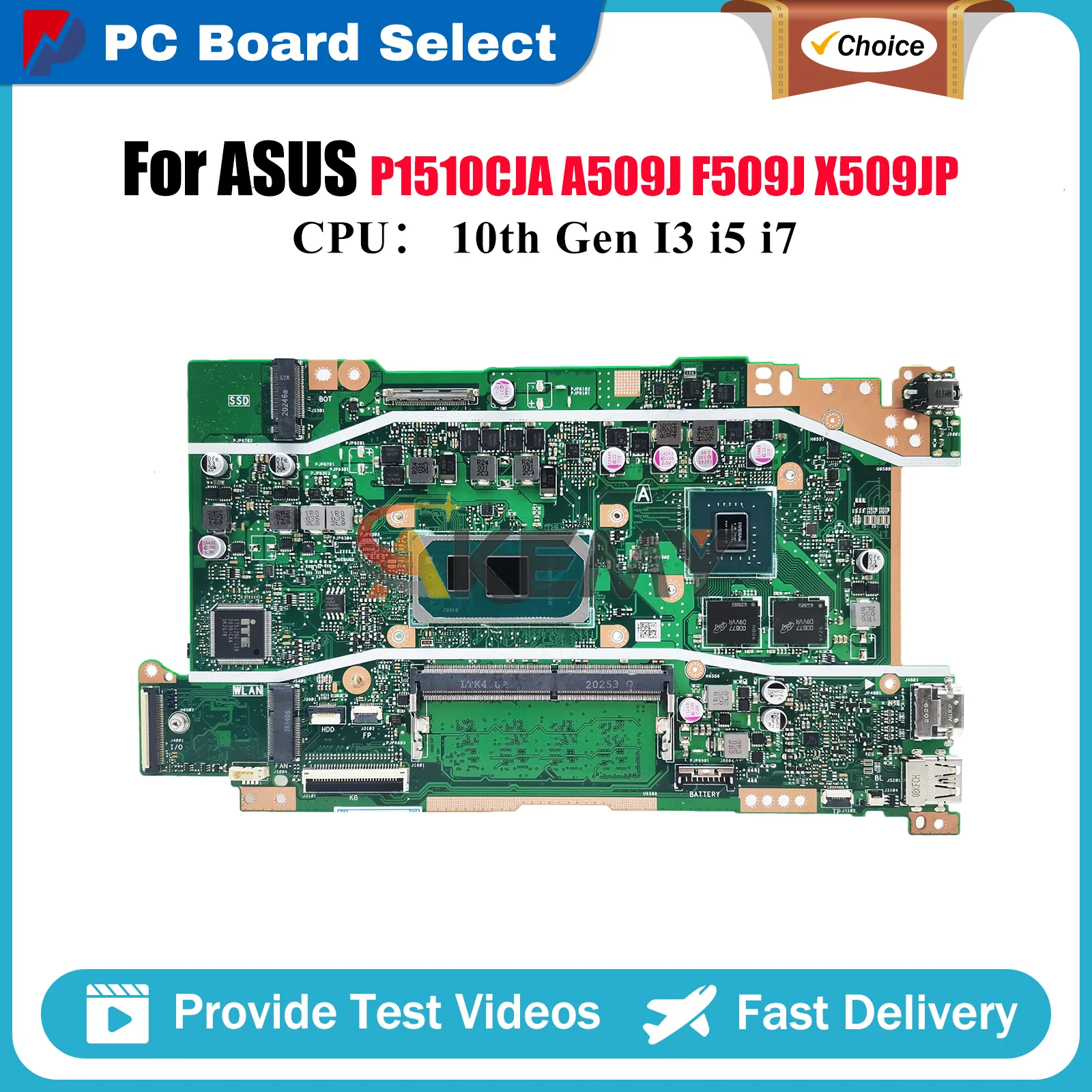 

X509JP Материнская плата для ноутбука ASUS R409J X509JP A409J P1510CJA F409J A509J X409J Y4200J X509JB F509J Материнская плата 10-го поколения I3 i5 i7
