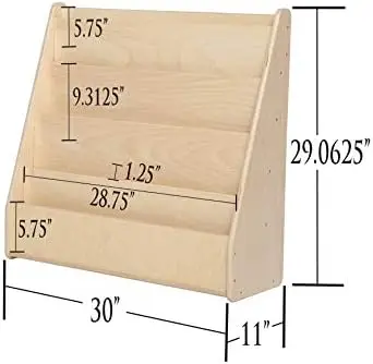 Soporte de exhibición de libros de 5 estantes para niños, 30' de ancho, almacenamiento trasero, fabricado en EE. UU.
