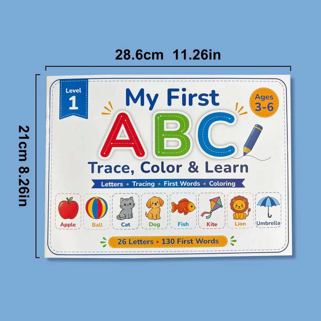 My First ABC Trace, Color, & Learn English Alphabet Workbook for Kids Children Early Learning Letter & Vocabulary Exercises Book