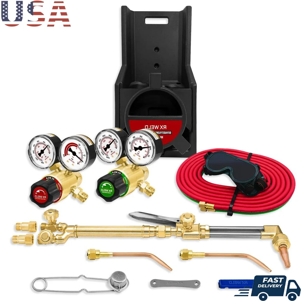 Portable Tote Brazing HVAC Torch Kit Medium Duty Cutting Auto Repair Metal Sculpture Air Conditioning Refrigeration CGA-200