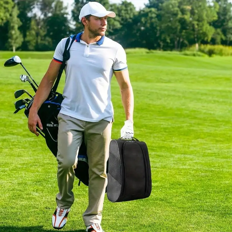 Portable Large Capacity Golf Shoe Bag Oxford Cloth Soccer Shoe Organizer Dustproof for Traveling