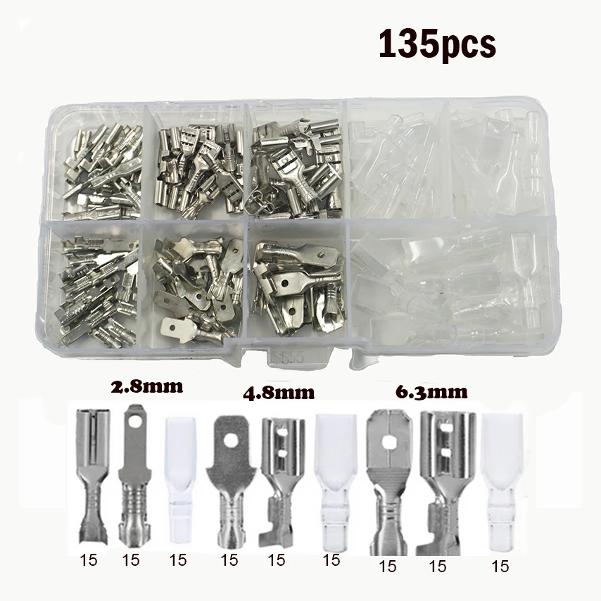 Box Male Female Wire Connector 2.8/4.8/6.3mm Electrical Crimp Terminals Termin Spade Connectors Assorted Kit