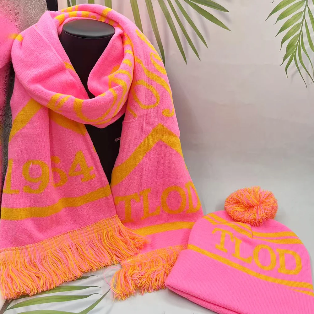 2025 ออกแบบใหม่ Campus Graduation Ceremony TLOD 1964 น้องสาวฤดูหนาวสีชมพูสีเหลืองผ้าพันคอหมวกชุด