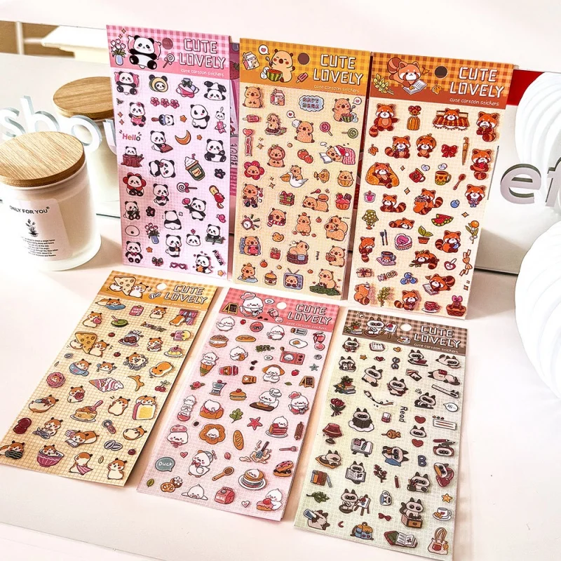 

48pcs/lot Kawaii Capybara Panda Hamster Animal Stickers Creative Scrapbooking DIY Diary Decorative Sticker Album Stick Label
