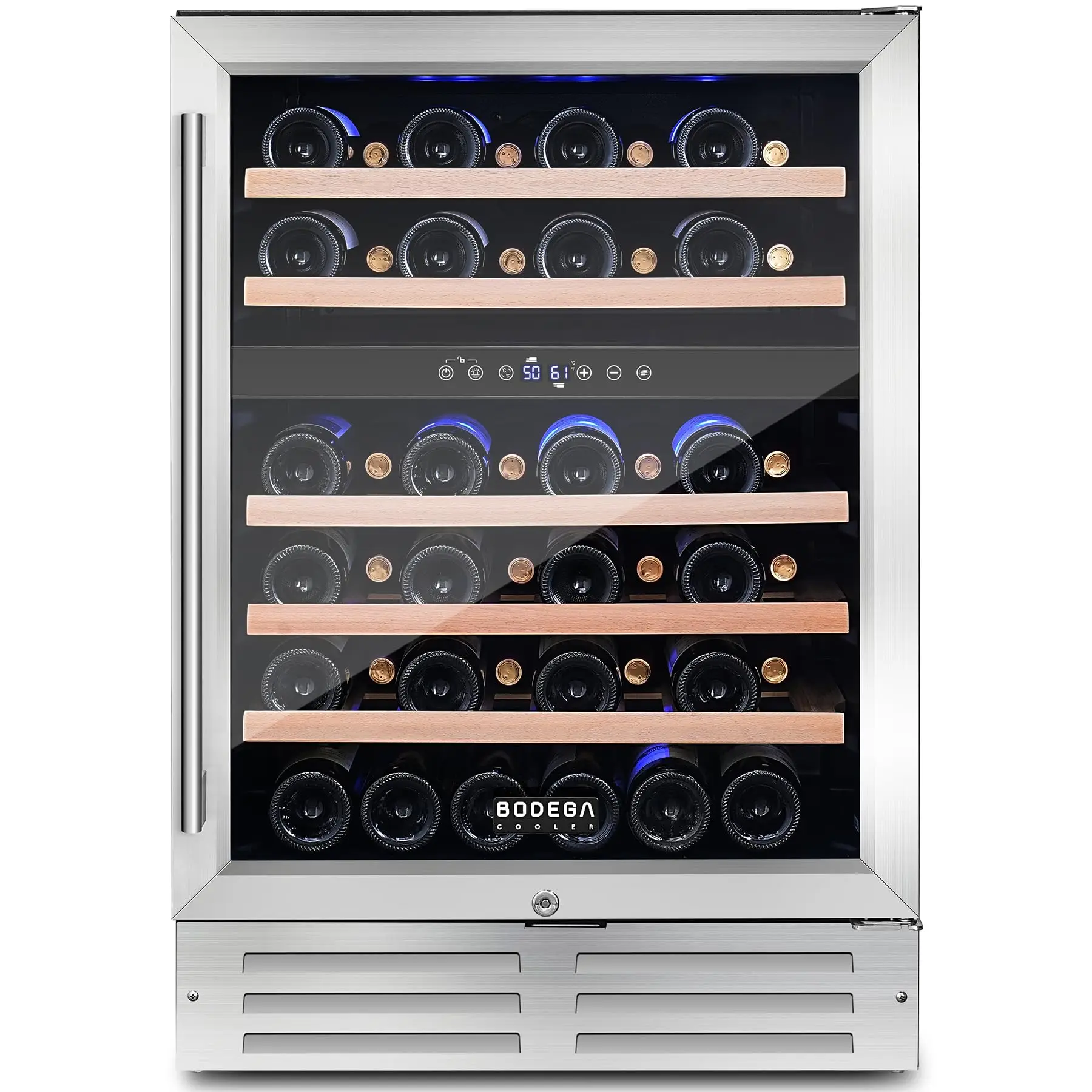 COOLER Wine Fridge Cooler - 24 Inch Dual Zone Wine Fridge Hold 46 Bottles, 41-72°F Wine Refrigerator, Built in Fridge