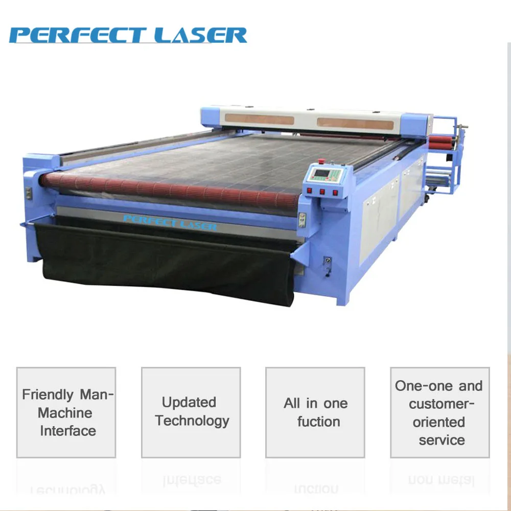 Perfect Laser 90W 130W 150W CO2 Laser Textile Cloth Fabric Leather Engraving And Garment Cutting Machine With Auto Feeding