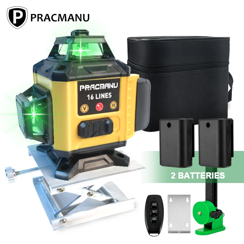 Pratico 16 linee 4D telecomando Wireless linee verdi livello Laser autolivellante con 1/2 batterie