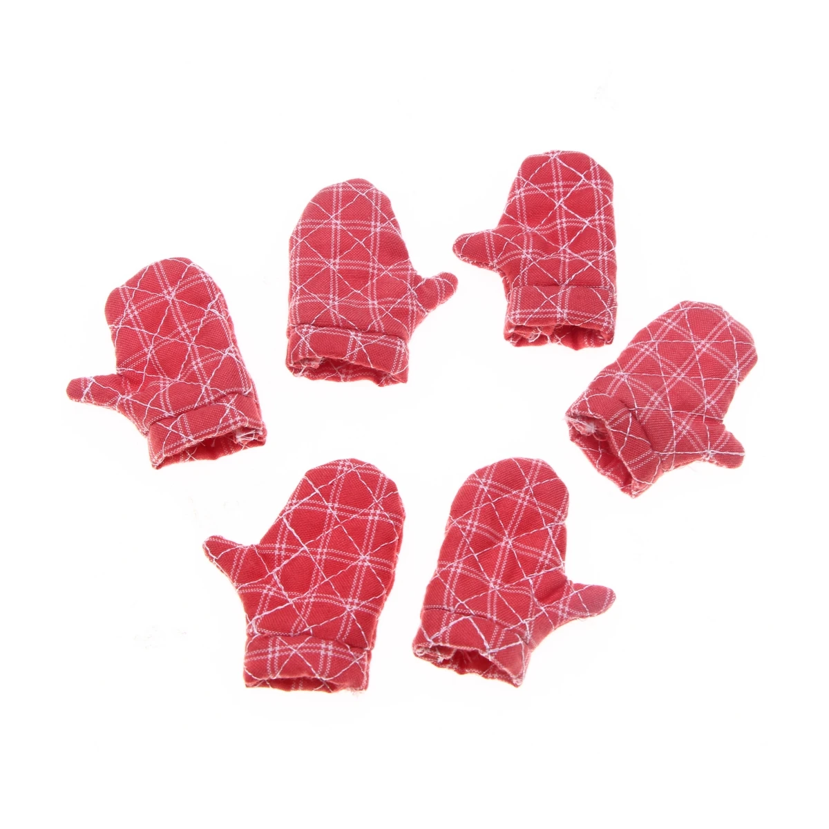 Dollhouse Miniature Christmas Elf Ffairy Doll Baking Checkered Gloves Model Simulation Dwarf Kitchen Heat Resistant Cooking Acce