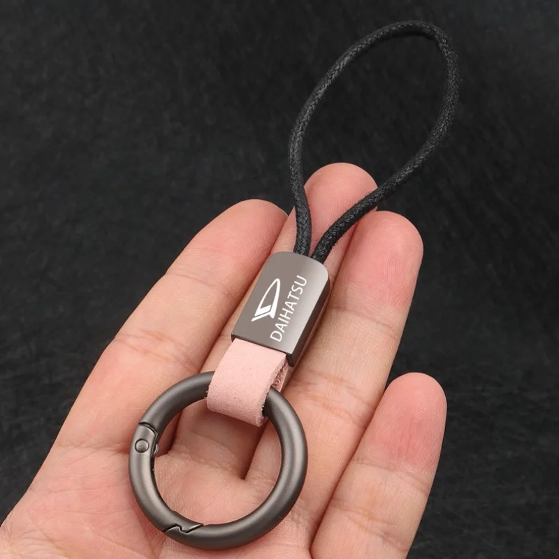 Leather Keychain Simple Lanyard Keyring For Daihatsu Terios Sirion Mira Materia Rocky YRV Feroza Charade Car Key Car Accessories