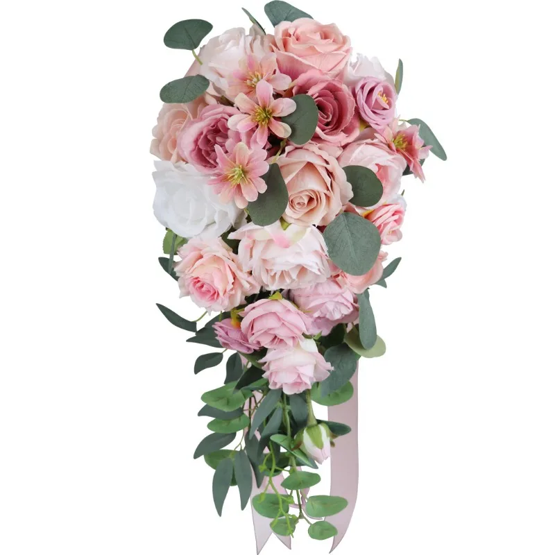 

Western-style Wedding Bride Water Drop Hand Bouquet Simulated Flower Waterfall Hand Bouquet Export Wedding Scene Arrangement