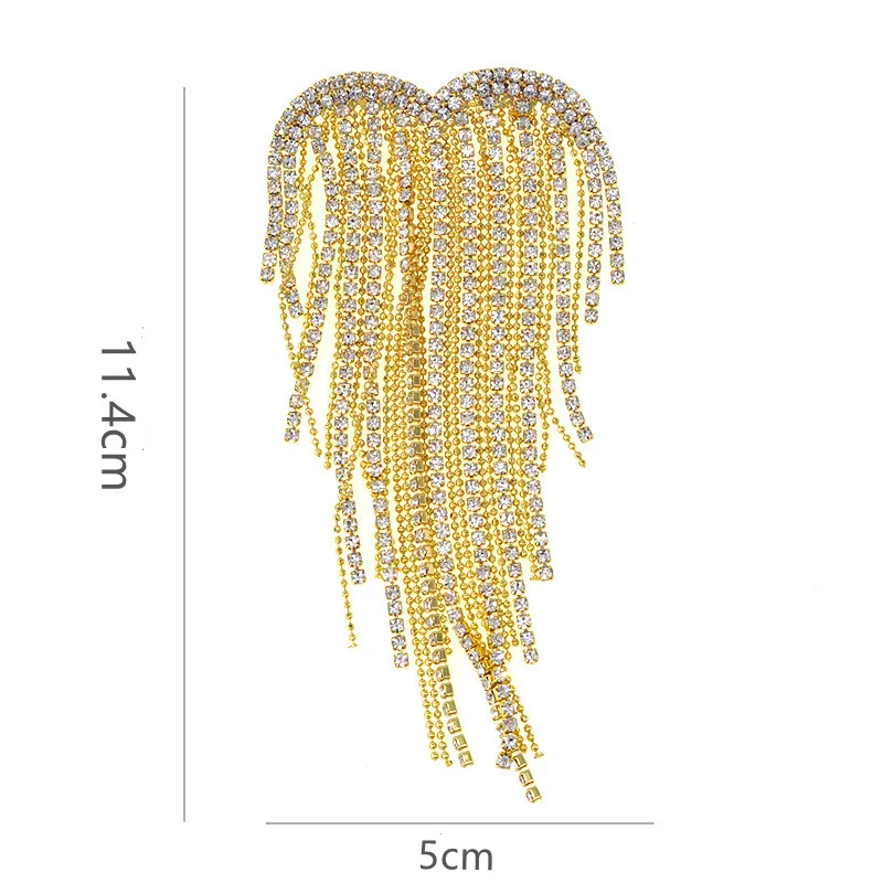 Heart Shape Flash Rhinestone Tassels Brooches for Women Weddings Party Office Brooch Pins Sweater Cardigan Accessories Gifts