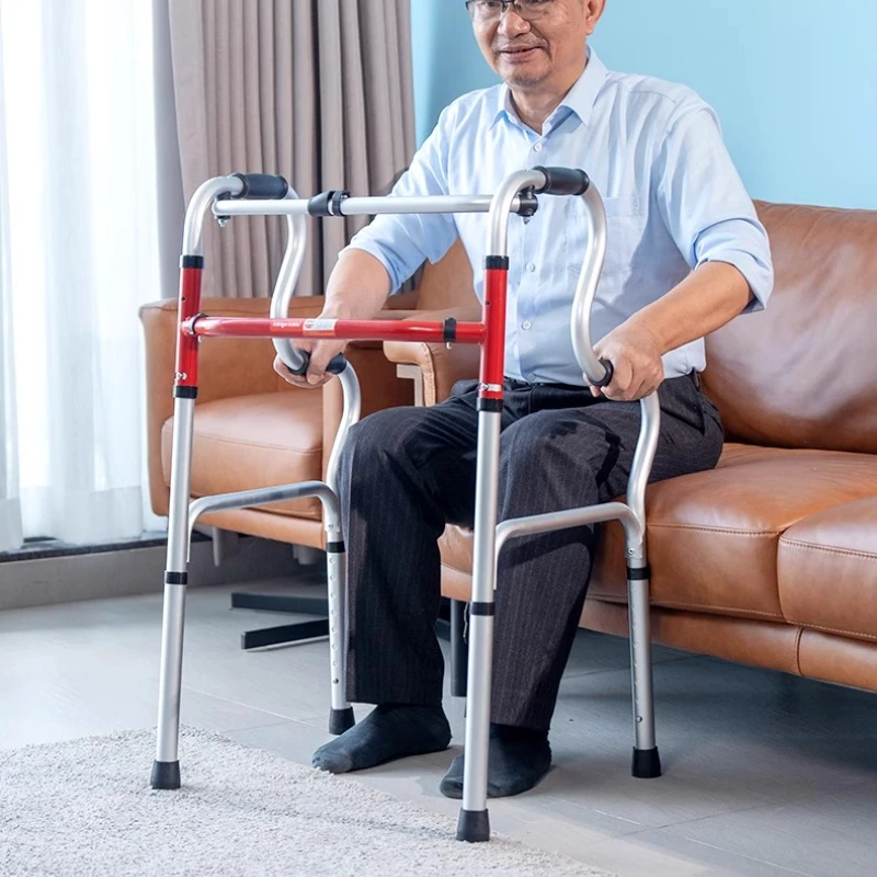 Aluminum Foldable Walkers for Elderly-Height Adjustable, Handrail Assisted, Stable Stand Up, Rehabilitation Train Walker Device