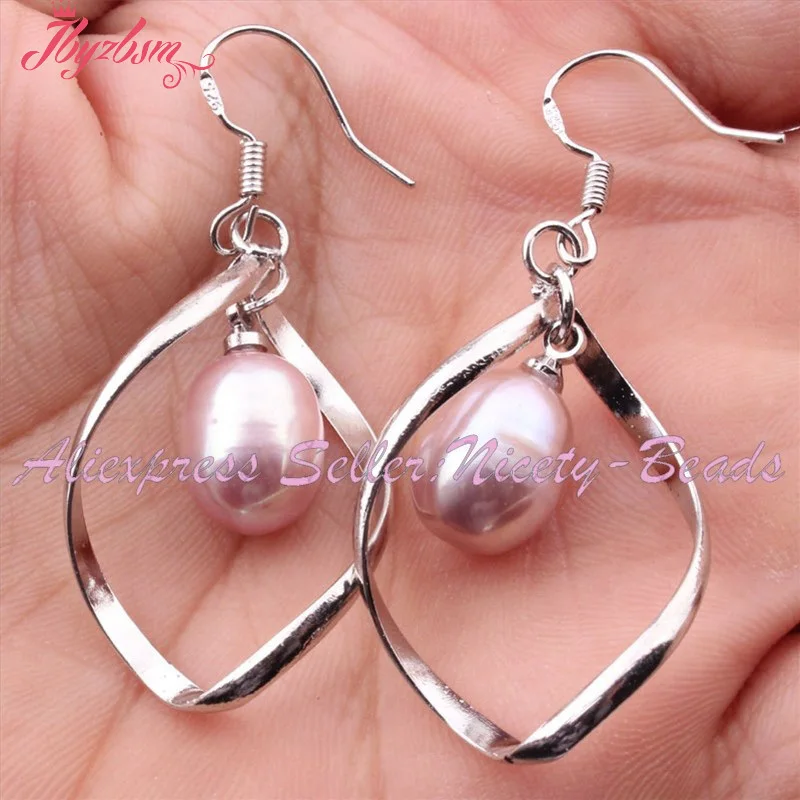 9x11mm Twist White Pink Purple Black Elegant Natural Freshwater Pearl Dangle Hook Earring 1 Pair for Wedding Party Anniversary