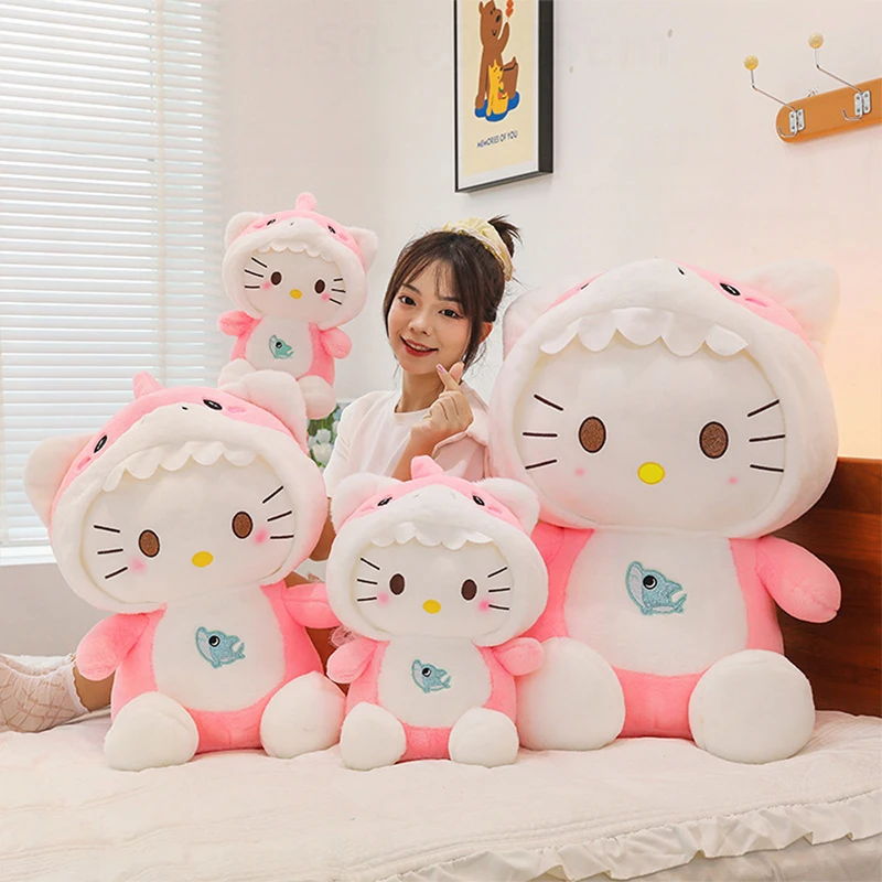 

Sanrio милая плюшевая трансформирующая акула Kt Cat Hello Kitty мягкая игрушка большая кукла подарок для детей подарок на день рождения и Рождество для девочек
