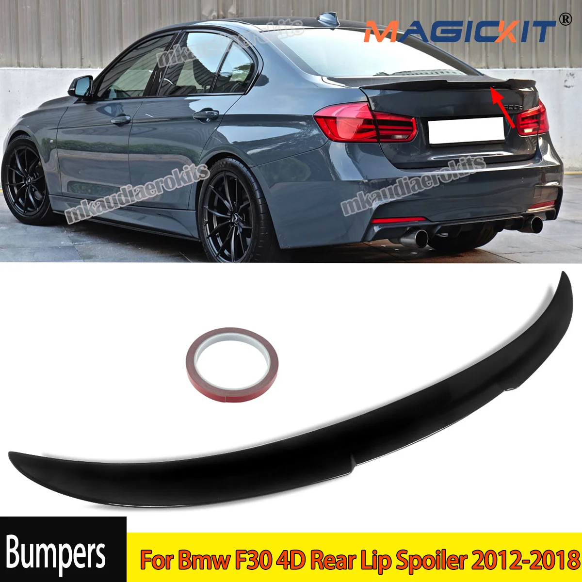 MagicKit For Bmw F30 4D Rear Lip Spoiler 2012-2018 M4 Style Car Styling Tail Wing Auto Accessories For M3 F80 2014-2019