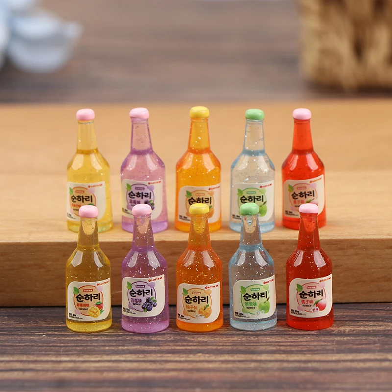 10Pcs 1:12 Dollhouse Miniature Resin Bottle Simulation Wine Bottle Model Doll House Accessories Kids Toys