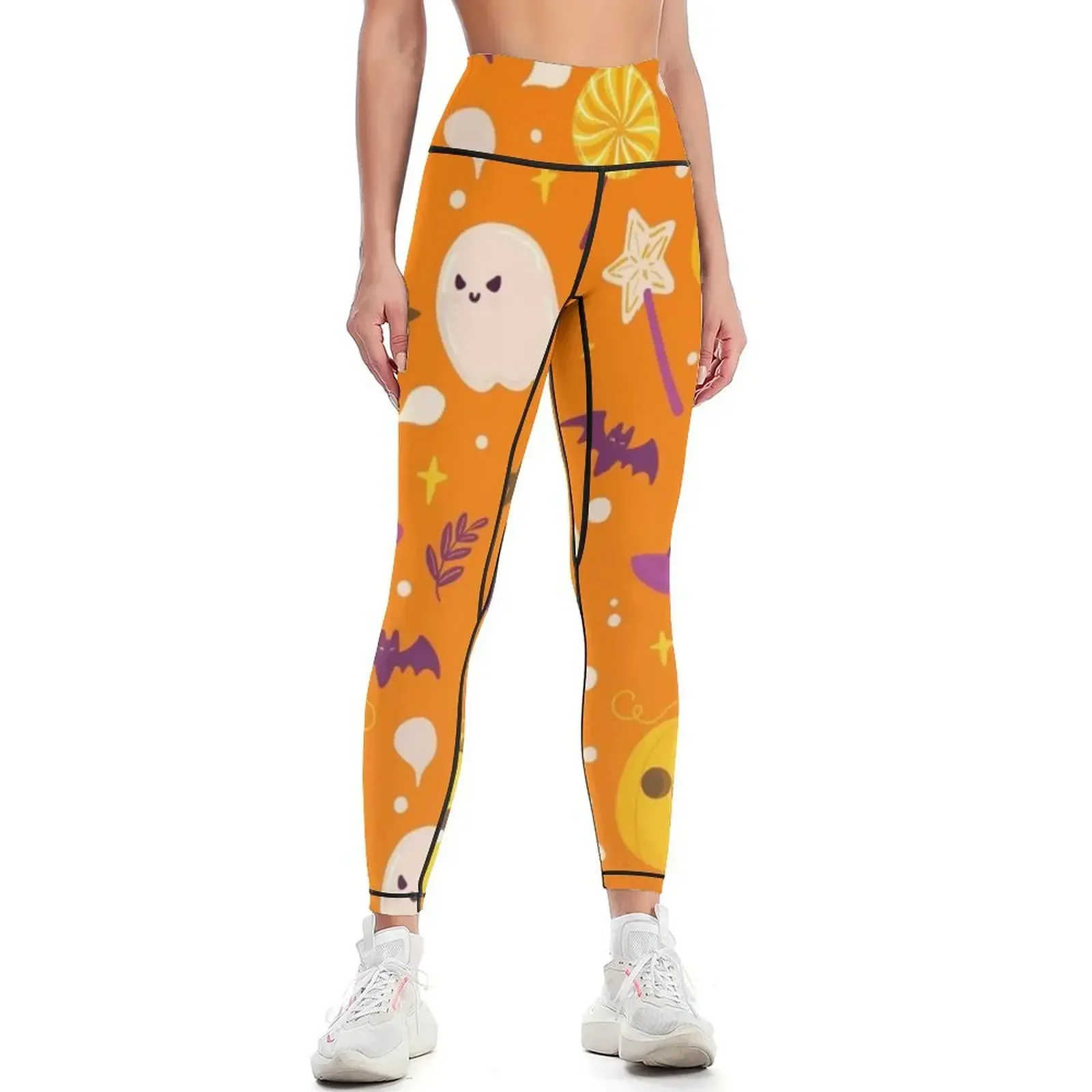 Halloween Creepy Pumpkin Ghost Spirit Witches Hat Pattern Leggings gym womans Women's push up Jogger pants Womens Leggings
