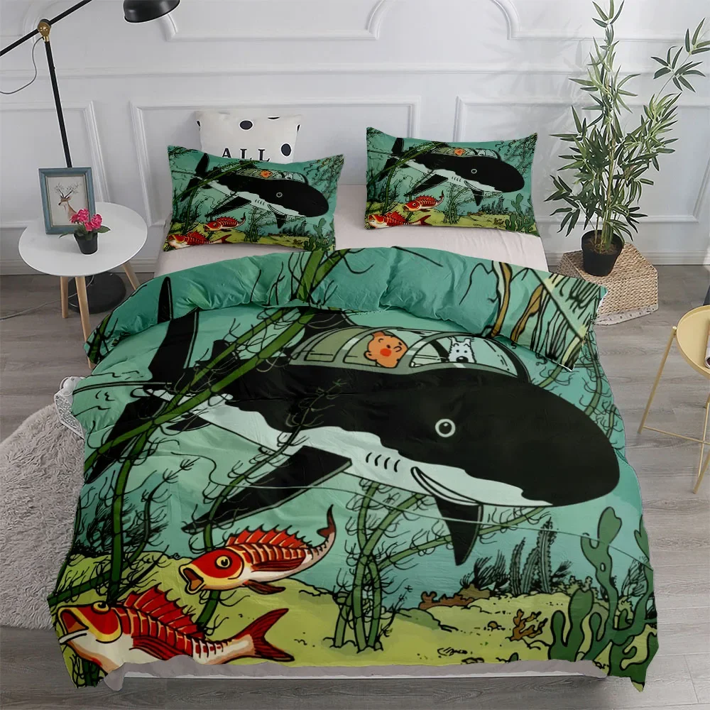 Tintin Adventure Tales Children Duvet Cover Set King Queen Double Twin Single Bed Linen Set win Size for Boys Teens Adult Tennis view 3