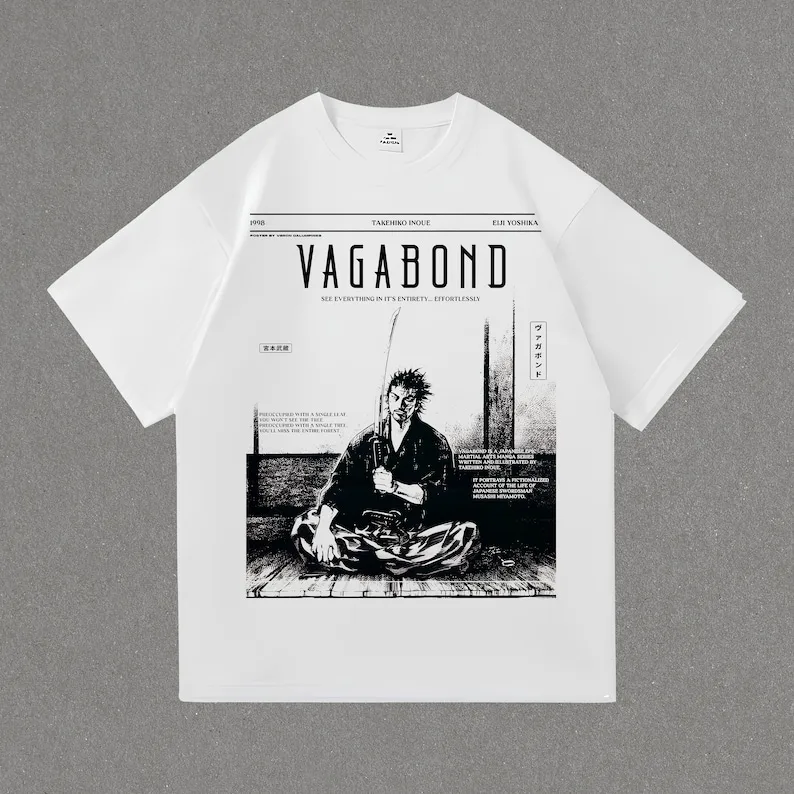 Vagabond Shirt  Vintage Manga Merch  Takezo Tee  Samurai Shirt  Vagabond Vintage Design Unisex Manga TShirt