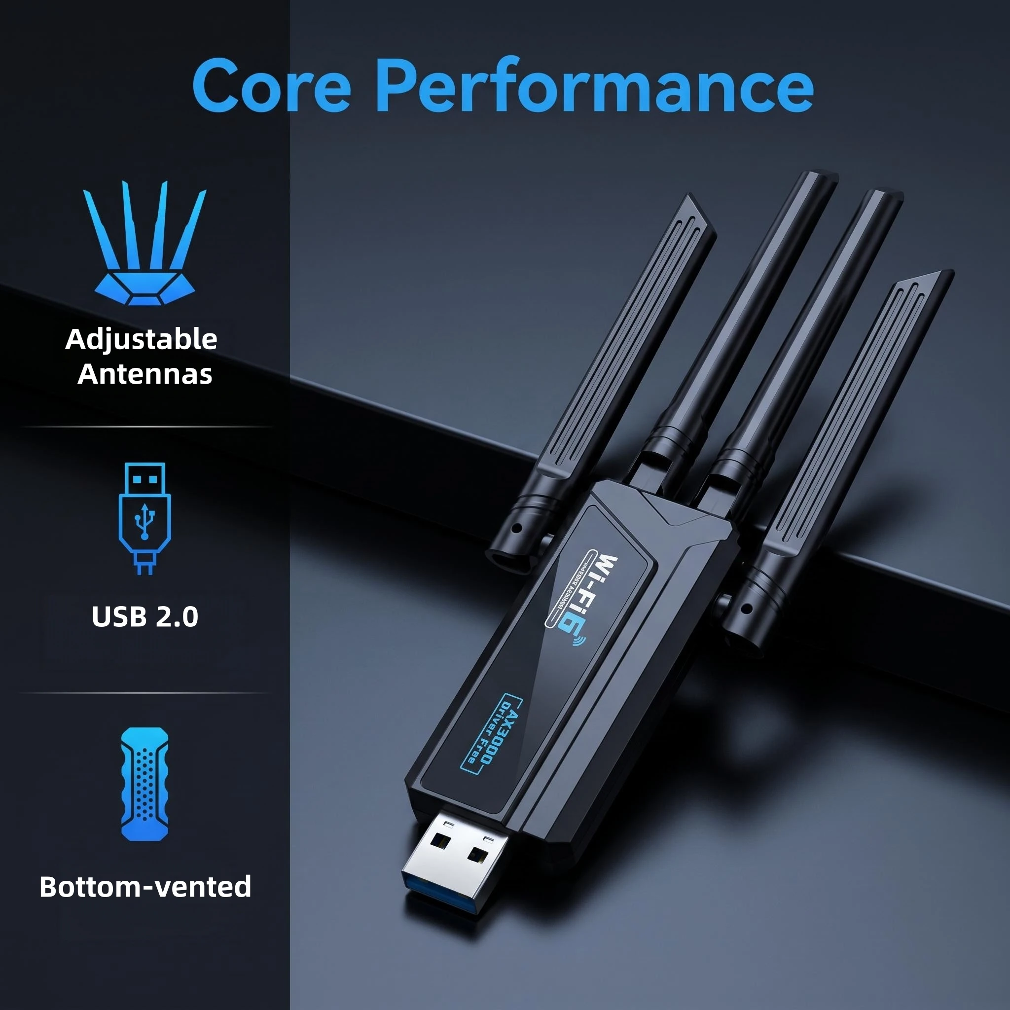 USB WiFi 6 Bluetooth 5.4 Adapter 600Mbps Dual Band 2.4G/5.8G Wireless Dongle for PC Laptop Plug & Play