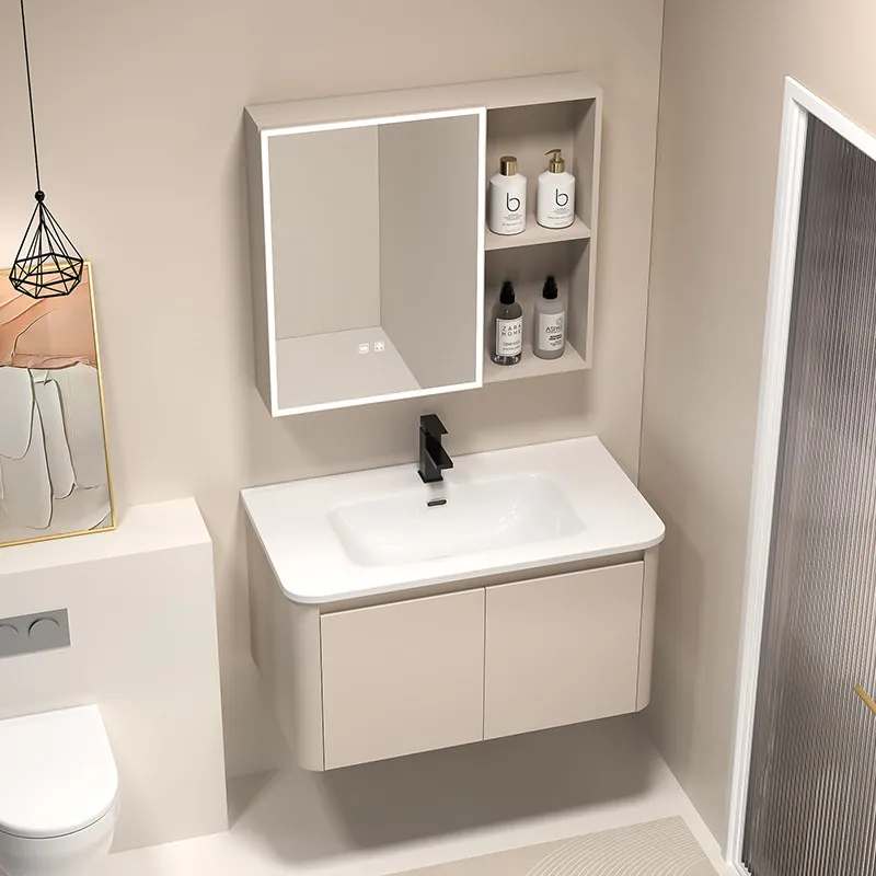 

Mirror Organizer Bathroom Cabinet Wall Storage Perfume Skincare Display Cupboard Decorations Wooden Gabinete Salon Furniture