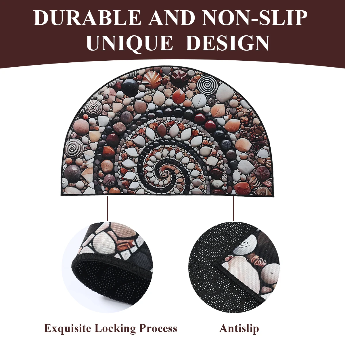 Semi-circular Crystal Velvet Pebble Stereoscopic Living Room Carpet Visual Corridor Mat Hotel Bedroom Stone Floor Floor Door Mat