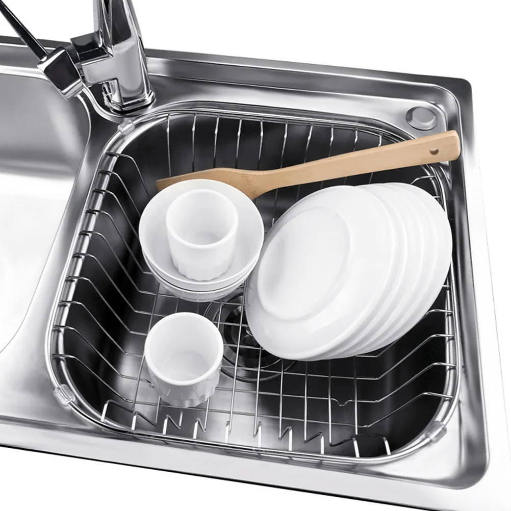 

Stainless Steel Sink Drainer Dish Drying Basket Utensils Holder Kitchen Storage ganizer Drainer Rack Drain Basket